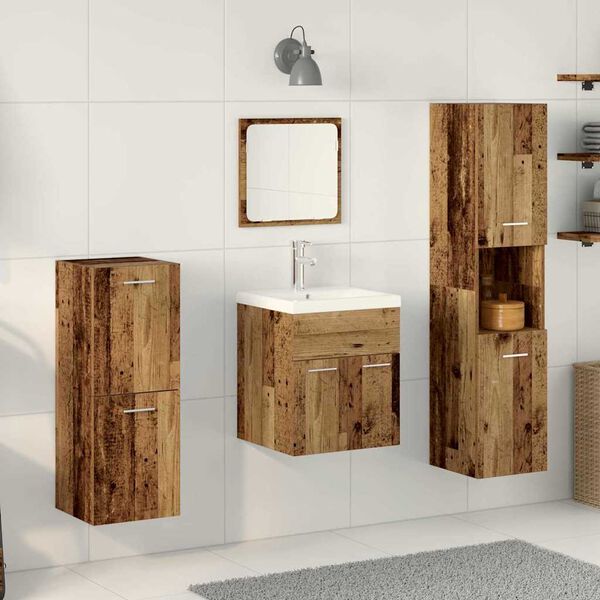 vidaXL Set di mobili per il bagno con lo scaffale 5 pcs Legno vecchio