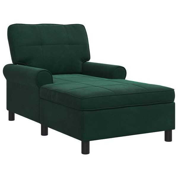 vidaXL Chaise Lounge con cuscino Verde Scuro 91 x 157 x 91 cm Velluto