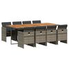 vidaXL Set da Pranzo da Giardino 9 pz con Cuscini in Polyrattan Grigio