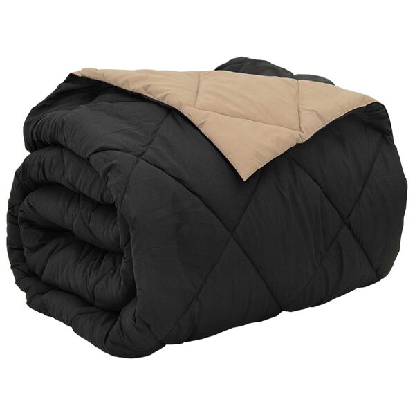 vidaXL Piumone Completo Annuale Nero e Talpa 240 x 200 cm Microfibra