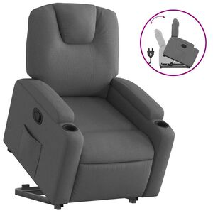 vidaXL Poltrona Alzapersona Reclinabile Grigio Scuro in Tessuto