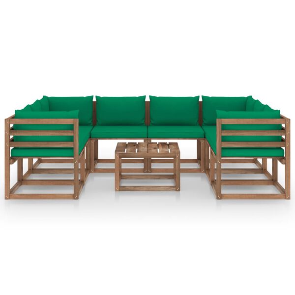 vidaXL Set Salotto da Giardino 9 pz con Cuscini Verdi