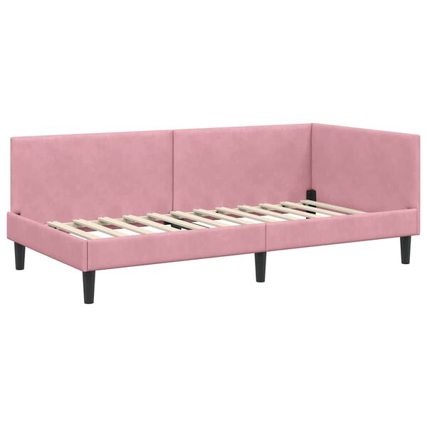 vidaXL Cornice del letto ad angolo con testiera Rosa 100 cm x 200 cm