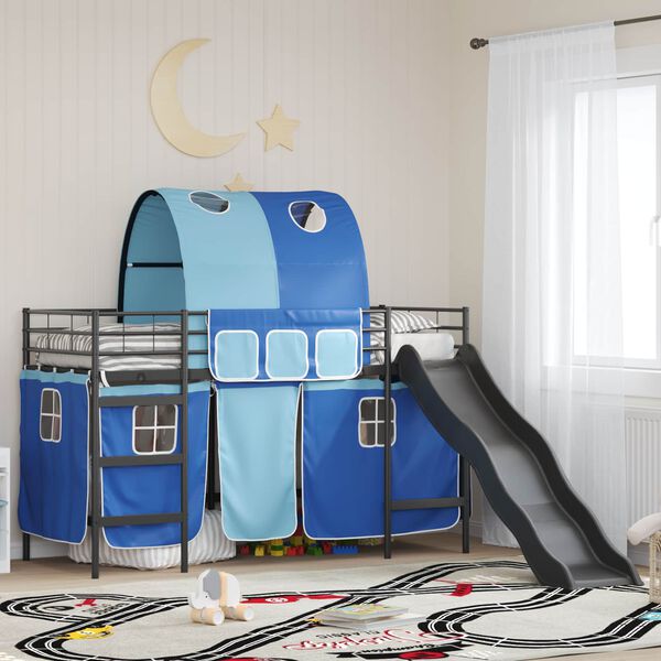 vidaXL Struttura del letto loft per bambini Nero e Blu 74,5 x 190 cm