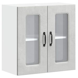 vidaXL Pensile da Cucina con Porta in Vetro Kalmar Grigio Cemento