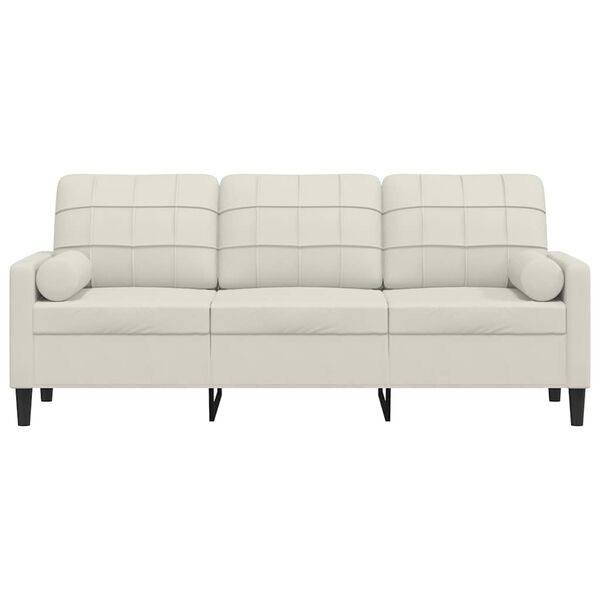 vidaXL Divano a 3 Posti con Cuscini Crema 180 cm in Velluto