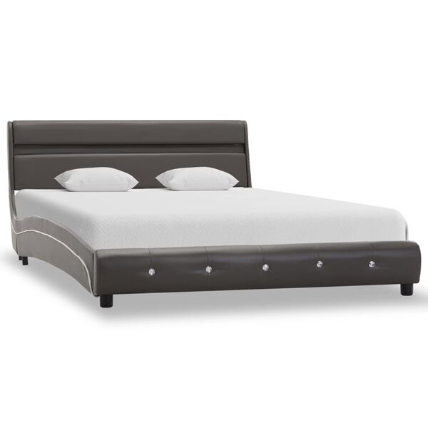 vidaXL Giroletto con LED senza Materasso Grigio Similpelle 140x200 cm