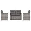 vidaXL Set Divani da Esterno 4 pz con Cuscini in Polyrattan Grigio