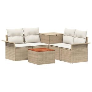 vidaXL Set di divani 6 pz 4-Numero di posti Beige e Bianco Crema