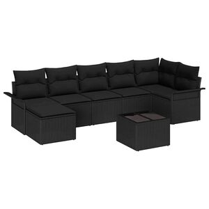 vidaXL Set Divano da Giardino con cuscino 8 pcs Nero polyrattan