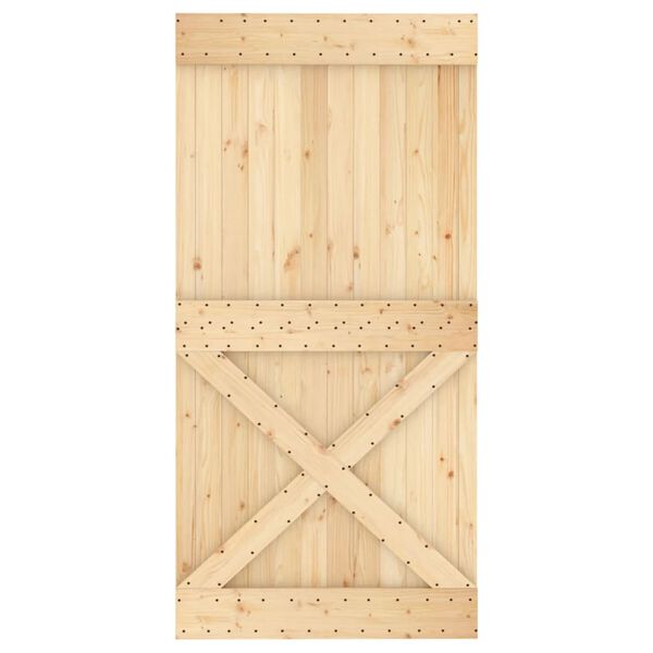 vidaXL Porta Scorrevole con Set Hardware 100x210cm Legno Massello Pino