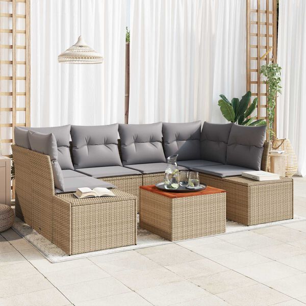 vidaXL Set Divano da Giardino 7 pcs beige e grigio chiaro