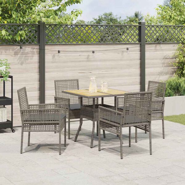 vidaXL Set da Pranzo per Giardino 5 pcs Grigio Poly Rattan