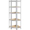 vidaXL Scaffale Angolare 5 Ripiani Argento Acciaio e Legno Multistrato