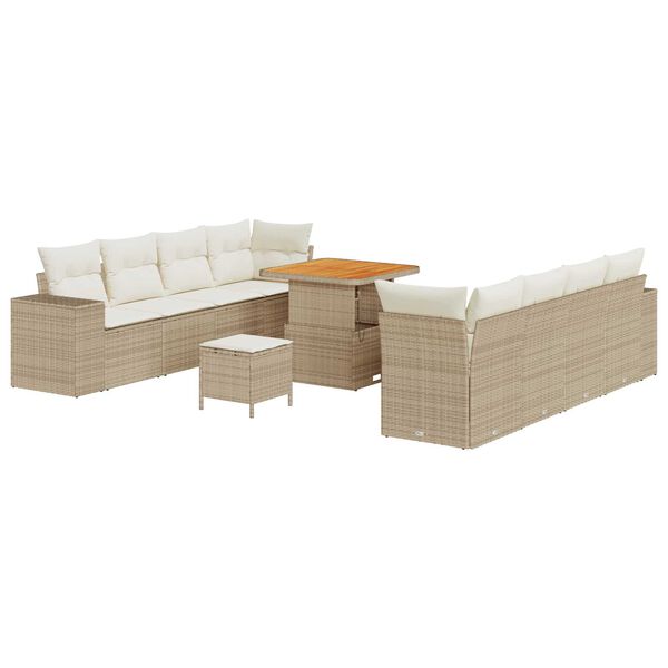 vidaXL Set Divano da Giardino 11 pcs Beige polyrattan