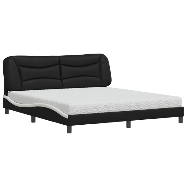 vidaXL Letto con Materasso Hvar Nero e Bianco 180x200 cm in Similpelle