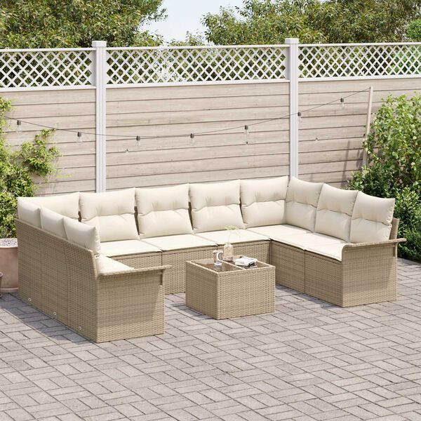 vidaXL Set Divano da Giardino 10 pcs Marrone polyrattan