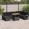 vidaXL Set Divani da Giardino 9 pz con Cuscini Nero Polyrattan Acacia