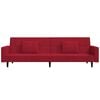 vidaXL Divano Letto a 2 Posti con 2 Cuscini Rosso Vino in Velluto