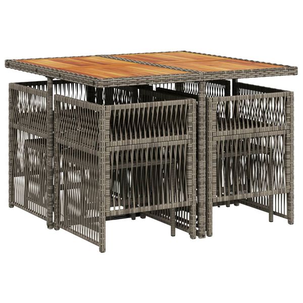 vidaXL Set da Pranzo da Giardino 9 pz con Cuscini in Polyrattan Grigio