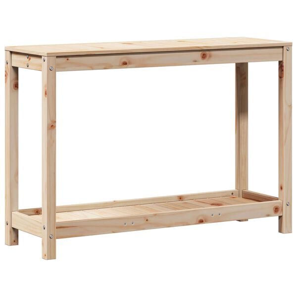 vidaXL Tavolo Invaso con Ripiano 108x35x75 cm Legno Massello di Pino
