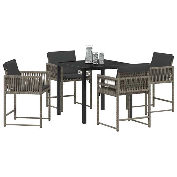 vidaXL Set da Pranzo per Giardino 5 pcs Grigio polyrattan