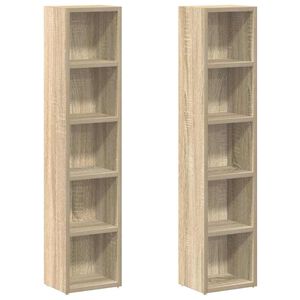vidaXL Mobili Porta CD 2pz Rovere Sonoma 21x16x93,5 Legno Multistrato