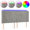 vidaXL Testiera a LED Grigio Chiaro 203x16x118/128 cm in Velluto