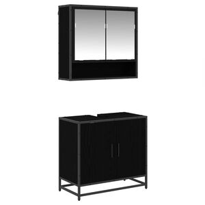 vidaXL Set di mobili per il bagno 2 pz Rovere Nero 65 x 33 x 60 cm
