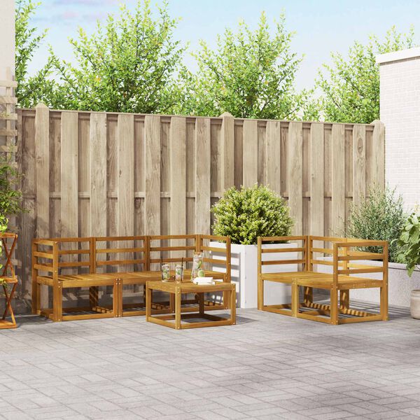 vidaXL Set di divani da esterno con cuscino 6 pcs Naturale e Crema