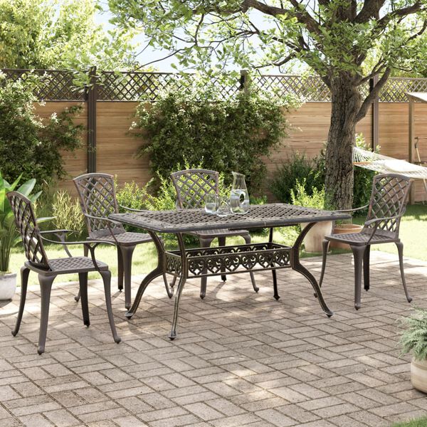vidaXL Set da Pranzo da Giardino 5 pz Bronzo in Alluminio Pressofuso