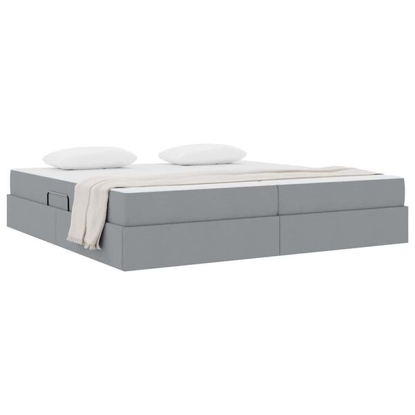 vidaXL Letto con contenitore e materasso Grigio chiaro 200 x 200 cm