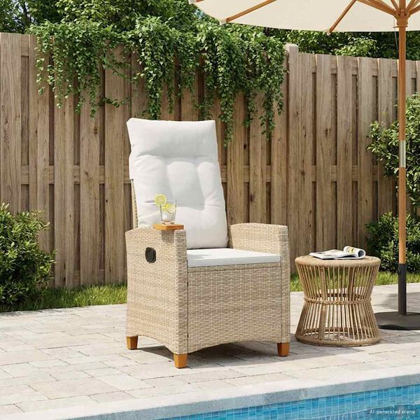 vidaXL Poltrona reclinabile con tavolino 62 x 64 x 112 cm polyrattan