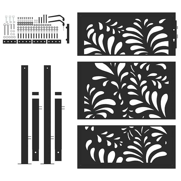 vidaXL Cancello da giardino nero 100x125 cm in acciaio design ondulato