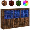 vidaXL Credenza con Luci LED Rovere Fumo 162x37x100 cm