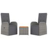 vidaXL Set Mobili Giardino 3pz Grigio Polyrattan Legno Massello Acacia