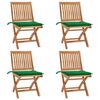 vidaXL Sedie da Giardino Pieghevoli con Cuscini 4 pz Massello di Teak