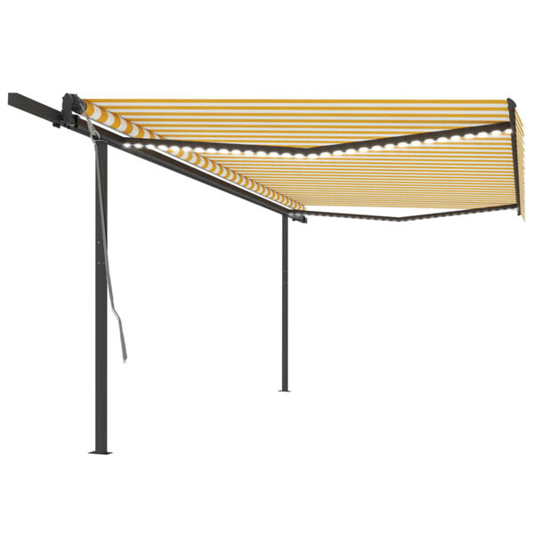 vidaXL Tenda Automatica con Sensore Vento LED 5x3 m Gialla e Bianca