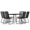 vidaXL Set da Pranzo da Giardino 7 pz Nero