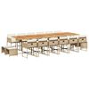 vidaXL Set da Pranzo da Giardino 17 pz con Cuscini Beige in Polyrattan