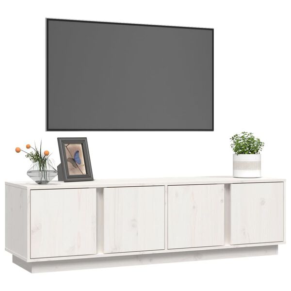 vidaXL Mobile Porta TV Bianco 140x40x40 cm in Legno Massello di Pino