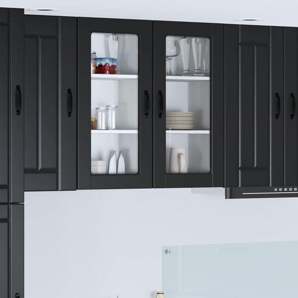 vidaXL Mobile da cucina 2 pcs Nero 40 x 31 x 80 cm Legno multistrato