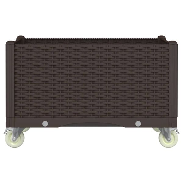 vidaXL Fioriera da Giardino con Ruote Marrone 80x50x54 cm in PP