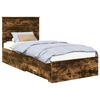 vidaXL Struttura del letto con cassetto Rovere fum&eacute; 90 x 190 cm