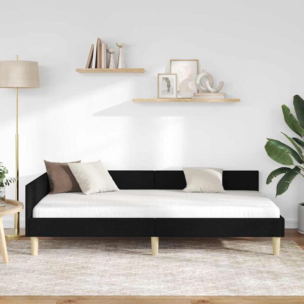 vidaXL Cornice del letto ad angolo Nero 100 x 200 cm Tessuto