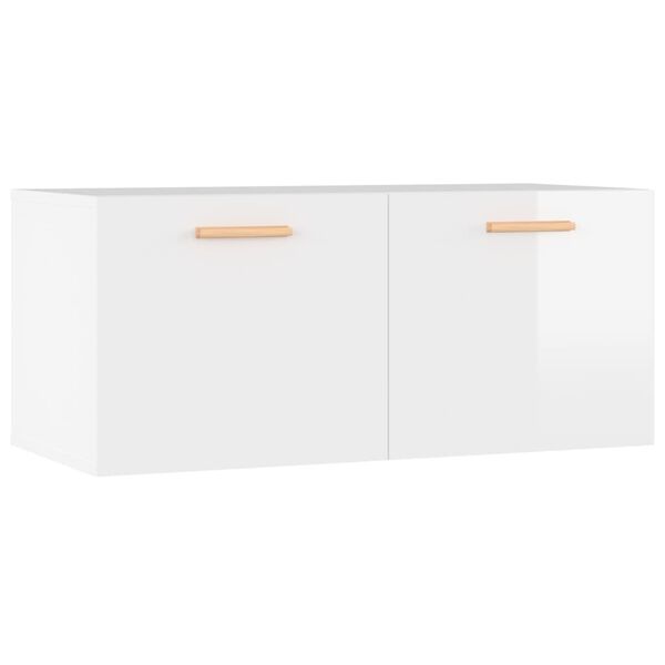 vidaXL Armadietto a Muro Bianco Lucido 80x36x50 cm Legno Multistrato