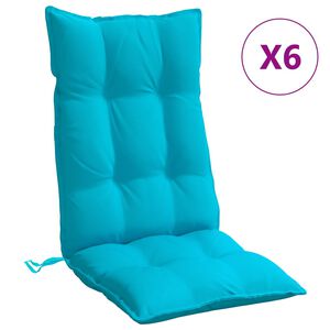 vidaXL Cuscini per Sedia Schienale Alto 6pz Turchese in Tessuto Oxford