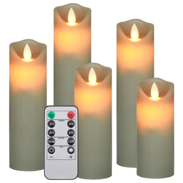 vidaXL Set Candele Elettriche a LED 5 pz con Telecomando Bianco Caldo