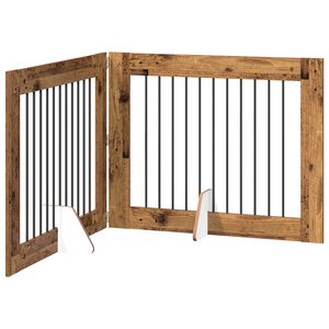 vidaXL Cancello per cani pieghevole con supporti 2 pz Legno antico