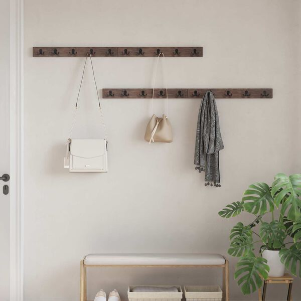 vidaXL Gruccia Marrone 60 x 7 x 8 cm Legno Recuperato Massello